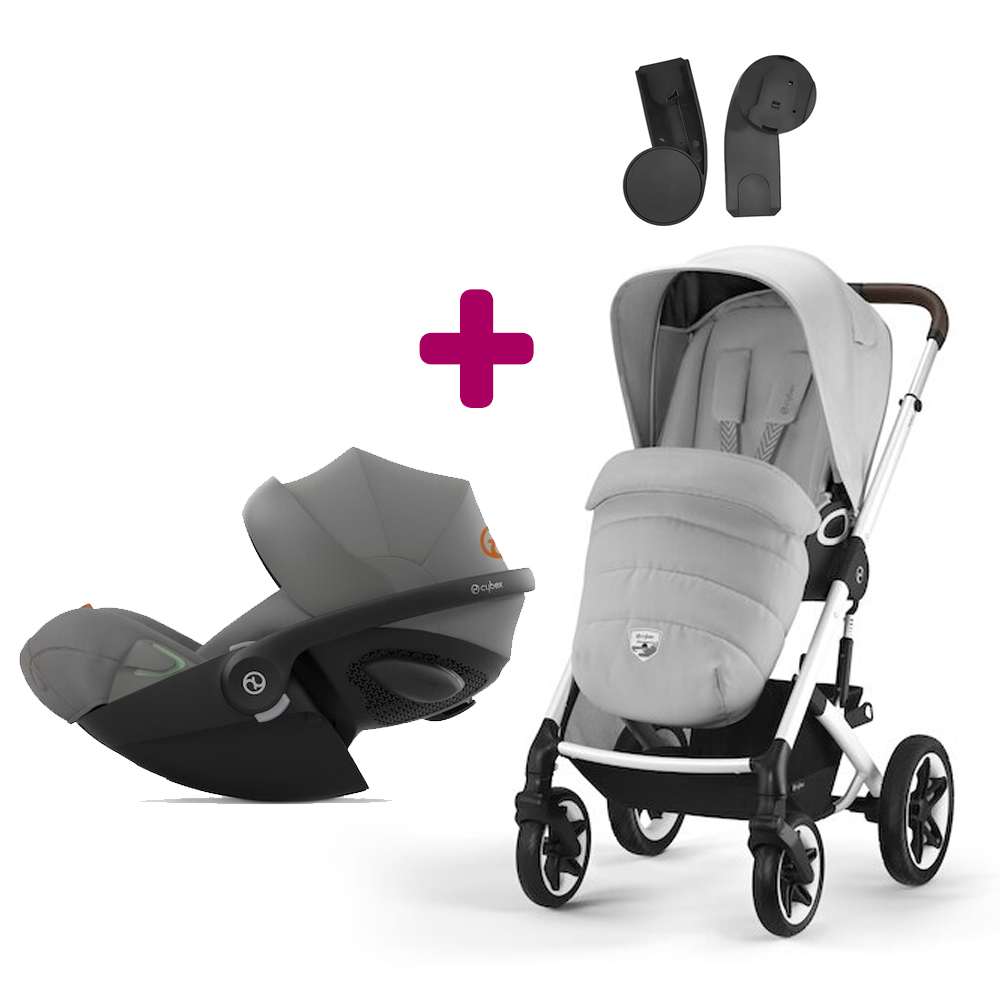 Cybex - Pack Poussette Duo Talos S Lux 2023 Silver lava grey + adaptateurs + Coque Cloud G i-Size Lava Grey  Cybex