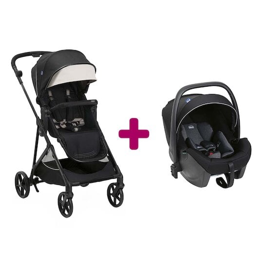 Chicco Pack poussette Duo Seety Etna black + coque Kory Plus air black  