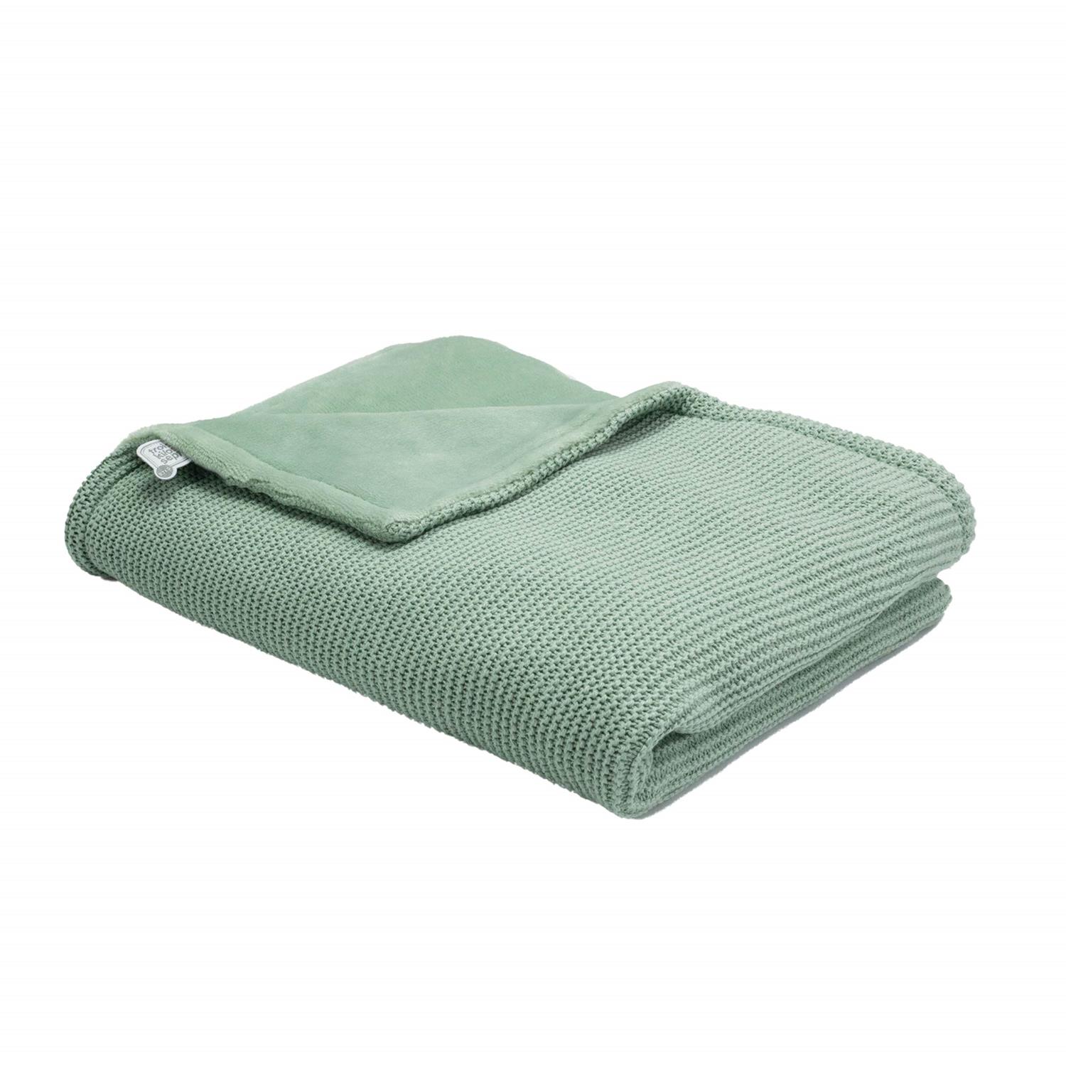 Couverture tricot flanelle VERT Trois Kilos Sept