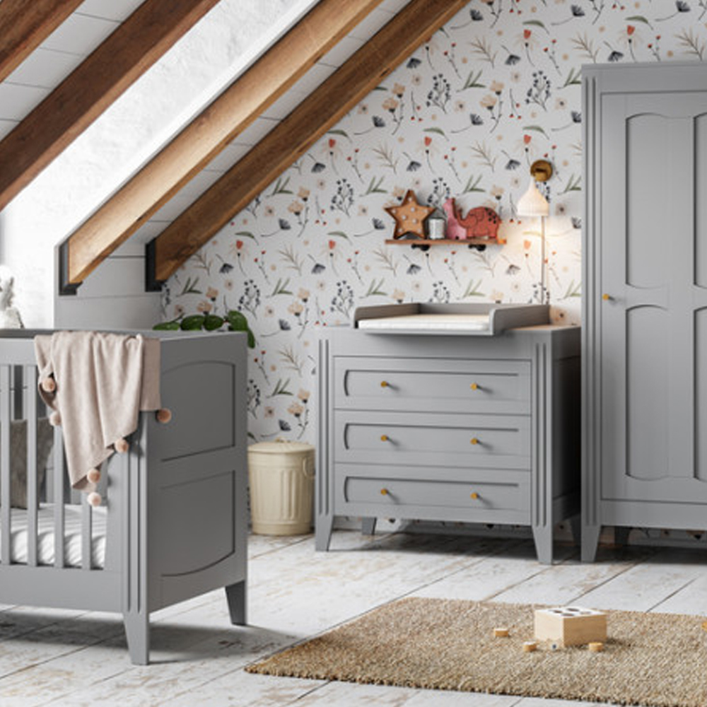 Chambre bébé complète MILENNE évolutive en bois gris