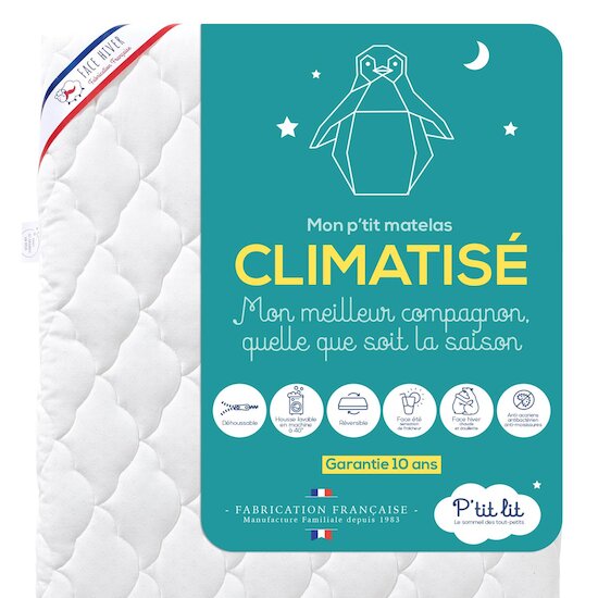 P'tit lit Mon P'tit Matelas Climatisé Anti-acariens déhoussable - blanc  P'tit lit Mon P'tit Matelas Climatisé Anti-acariens déhoussable - blanc