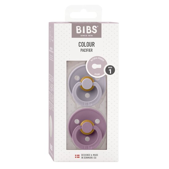 BIBS Tétines Colour 2 Pack Caoutchouc naturel Fossil Grey/Mauve 