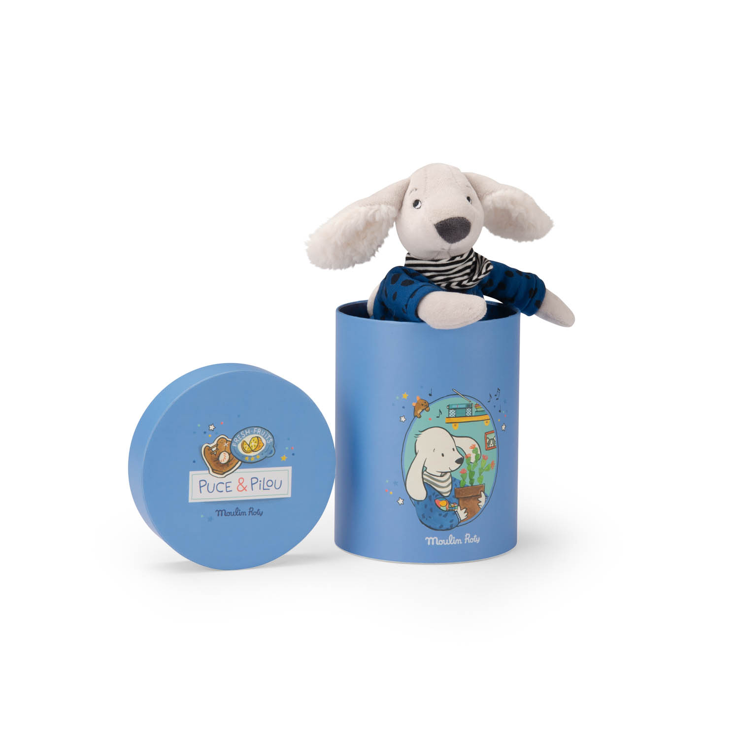 Poupée chien Pilou en boîte Puce & Pilou MULTICOLORE Moulin Roty