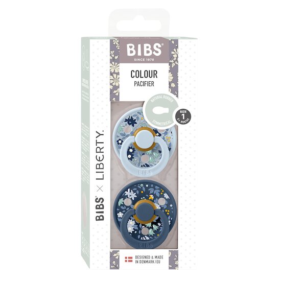 BIBS BIBS x Liberty Tétine Colour 2 Pack Caoutchouc naturel Symétrique Baby Blue/Steel Blue 