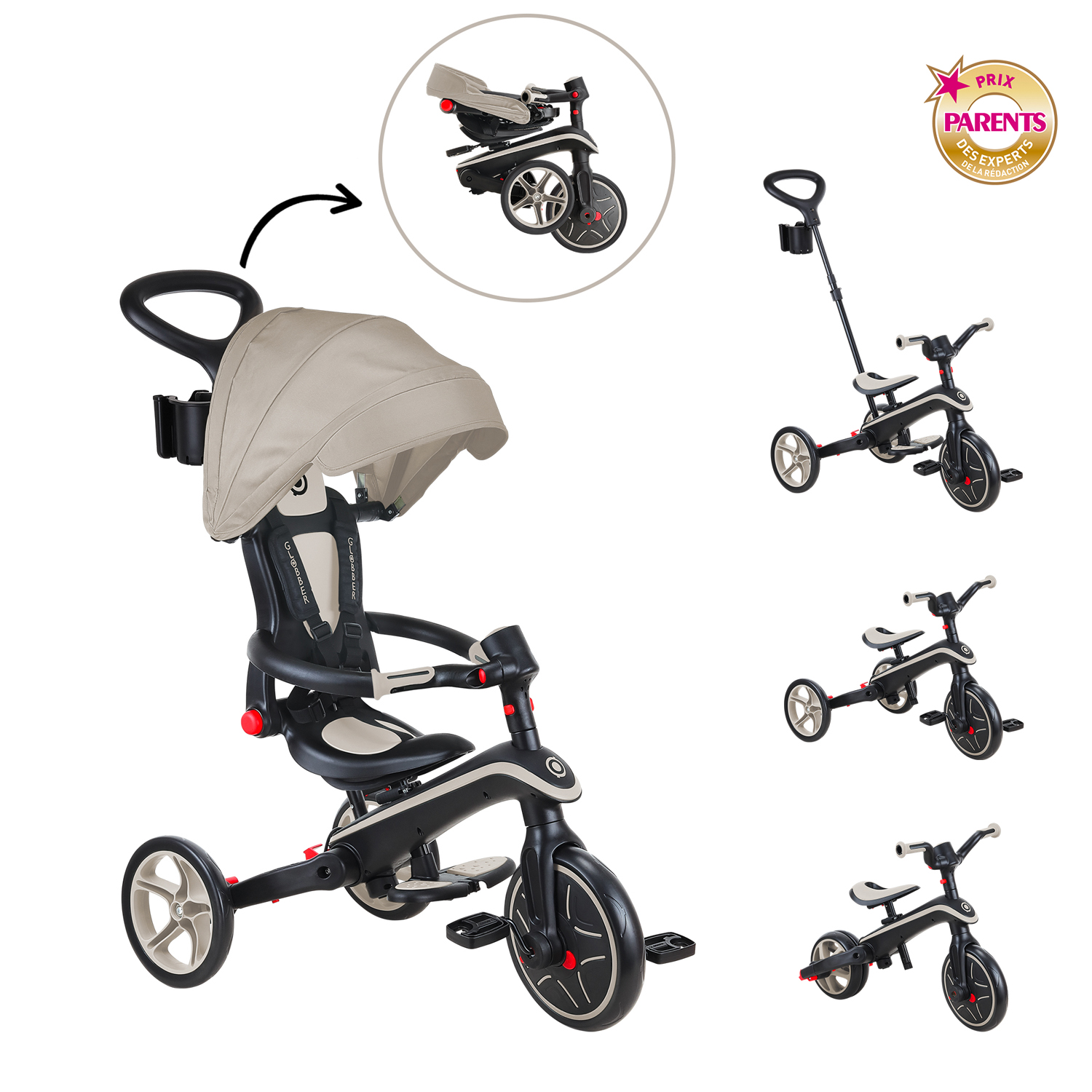 Tricycle explorer pliable 4 en 1 MARRON Globber