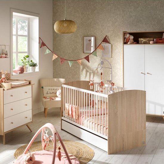 Chambre complète lit bébé - commode à langer - armoire 3 portes LittleSky  by Klups Dalia - Blanc - Packs bébé/Chambre complète - petits-meubles