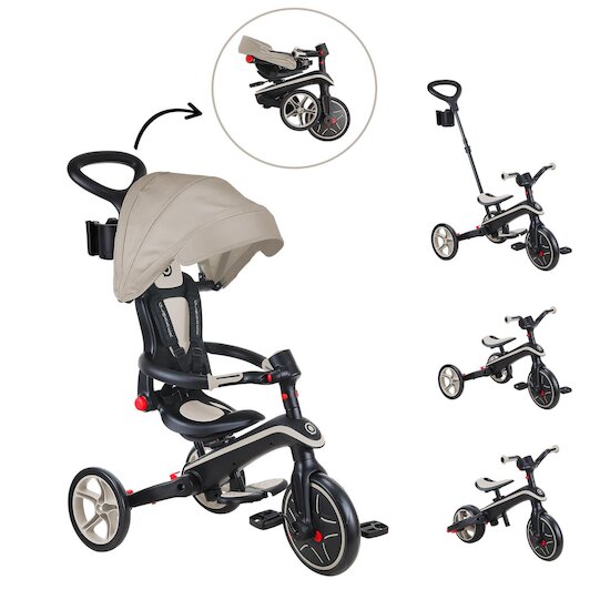 Globber Tricycle Explorer Pliable 4 en 1 V2 Taupe  Globber Tricycle Explorer Pliable 4 en 1 V2 Taupe