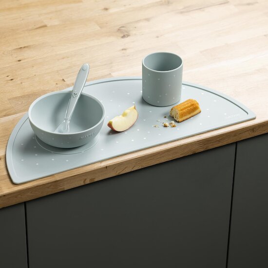 Nattou Coffret repas silicone 4 pcs set table Vert/Étoile  Nattou Coffret repas silicone 4 pcs set table Vert/Étoile