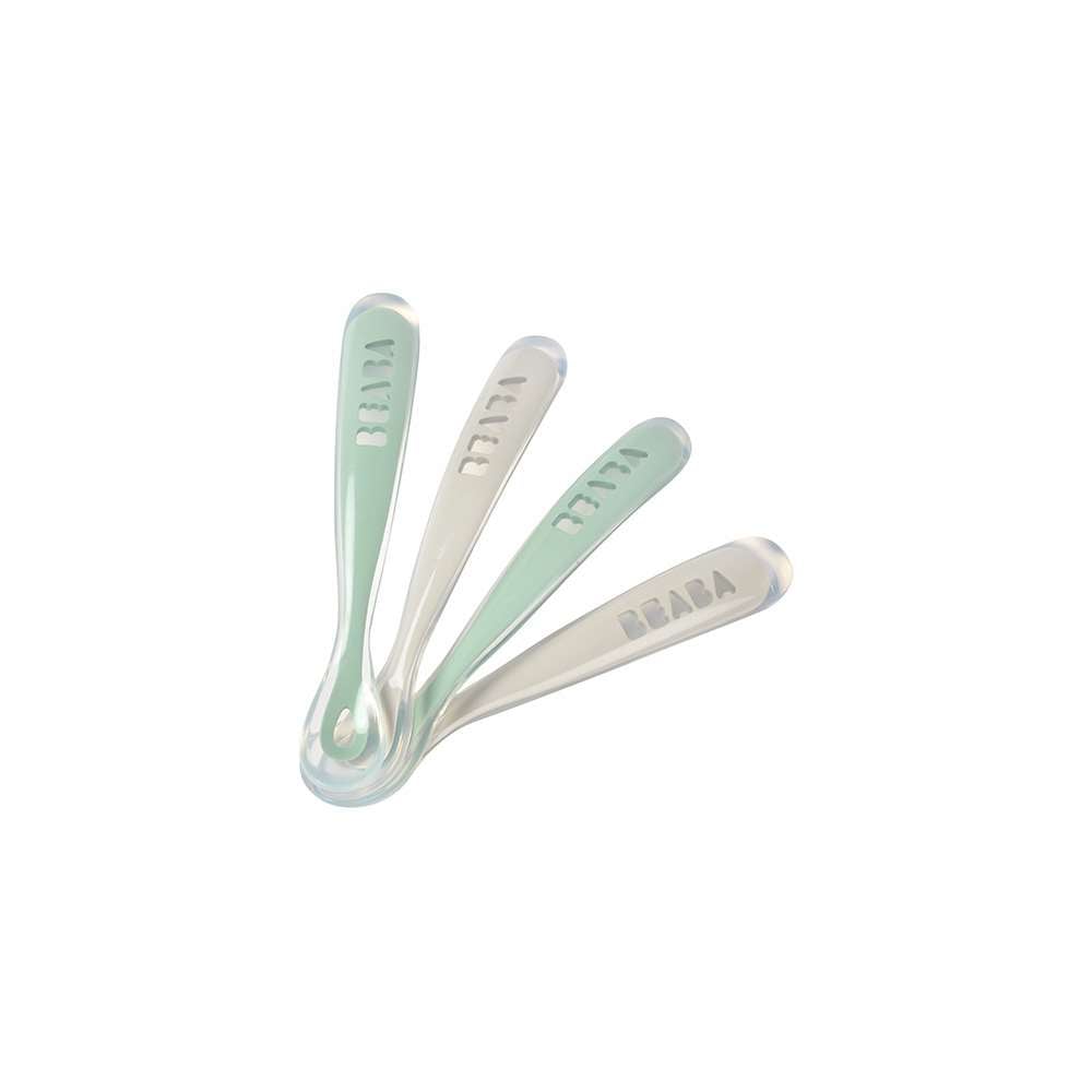 Beaba - 4 cuillères 1er âge silicone VERT Béaba