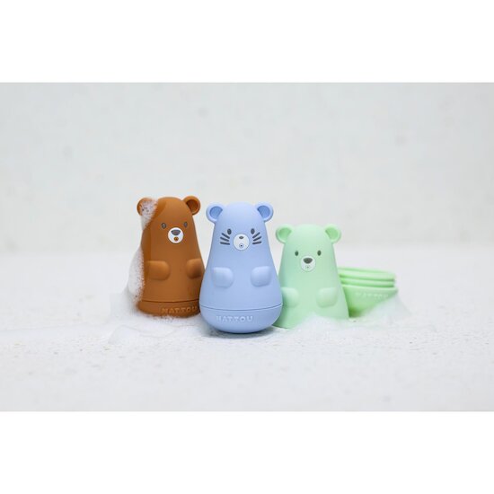 Nattou Set de 3 jouet de bain silicone Bleu 