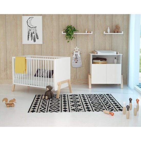 AT4 Lit bébé en bois Canaille Blanc Hêtre 60x120 cm AT4 Lit bébé en bois Canaille Blanc Hêtre 60x120 cm
