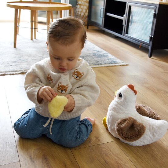 Les Déglingos Peluche Ptipotos Poule Maman/Bebe Blanc  Les Déglingos Peluche Ptipotos Poule Maman/Bebe Blanc