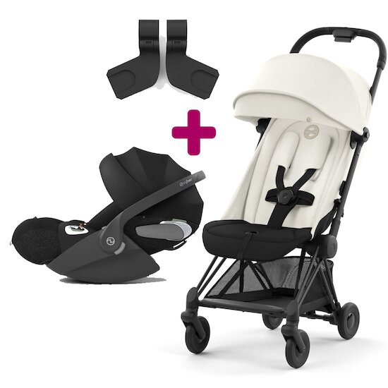 Cybex Pack poussette duo Coya Off White + coque Cloud T i-size Sepia Black + adaptateurs coque  