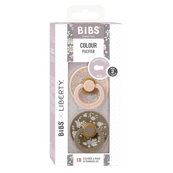 BIBS BIBS x Liberty Tétine Colour 2 Pack Caoutchouc naturel Blush/Dark Oak 