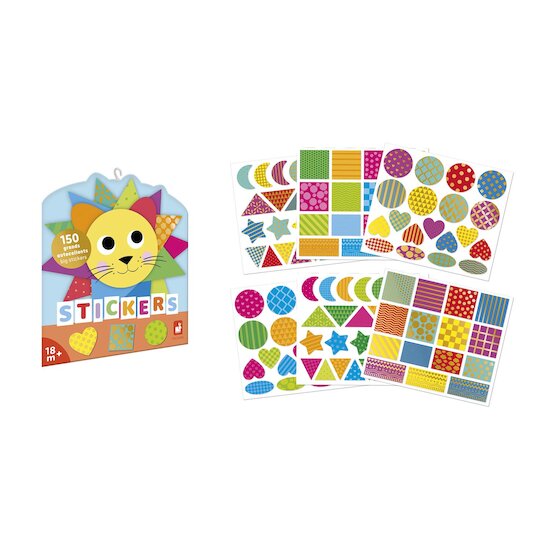 Janod 150 Stickers en Planches Formes Geo Multicolore  Janod 150 Stickers en Planches Formes Geo Multicolore