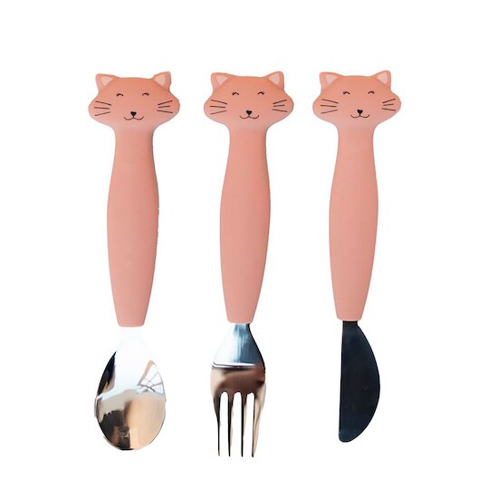 Trixie Couverts 3 pièces en silicone Mrs. Cat  Trixie Couverts 3 pièces en silicone Mrs. Cat