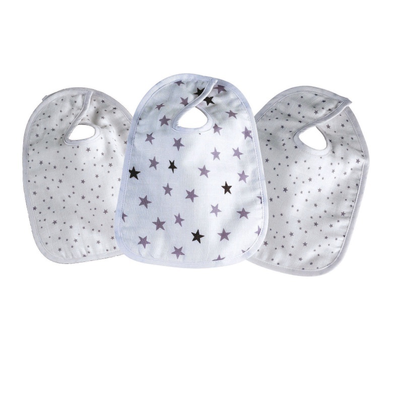 Trois Kilos Sept - 3 bavoirs mousseline de coton Rêves d'étoiles JAUNE Trois Kilos Sept
