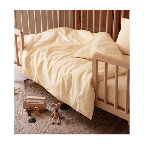 Kadolis Housse de couette Percale de Coton Bio bébé Rayé Tournesol 