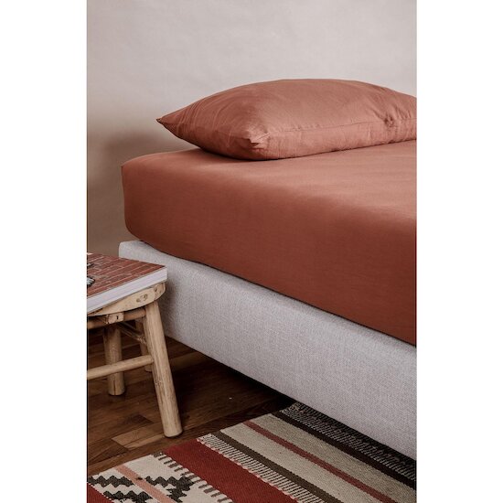 Kadolis Drap housse pur Coton Bio 1 personne Terracotta 120x190 cm Kadolis Drap housse pur Coton Bio 1 personne Terracotta 120x190 cm
