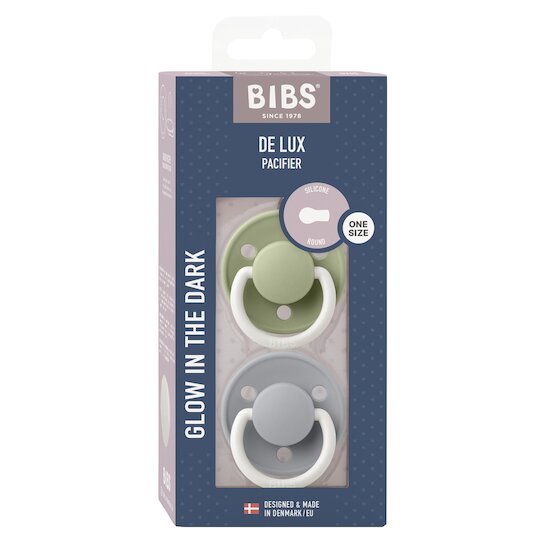 BIBS Tétines De Lux 2 Pack Silicone Sage Glow/Cloud Glow 