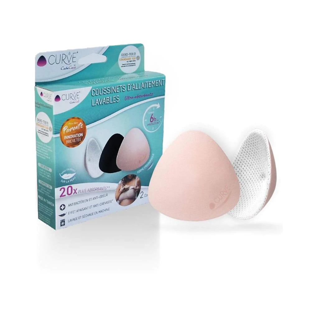 Paire de coussinets d'allaitement lavables BLANC Cache cœur