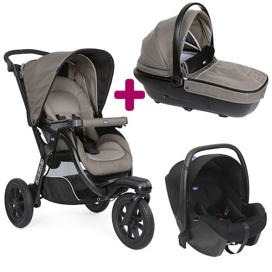 Chicco Pack poussette Trio Activ3 Nacelle + Siège auto Kory Dark Beige  