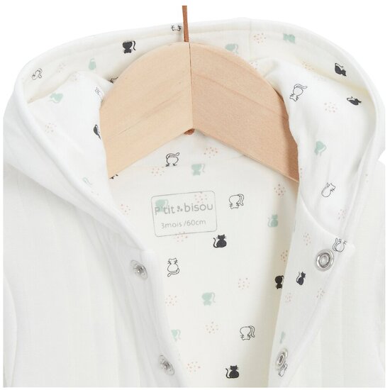 P’tit bisou Veste à Capuche Mon Trousseau Chaton Ecru Poudre  P’tit bisou Veste à Capuche Mon Trousseau Chaton Ecru Poudre