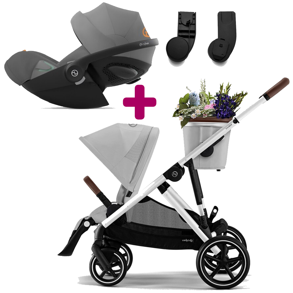 Pack Poussette Duo Gazelle S 2023 Silver Lava Grey + adaptateurs + Coque Cloud G i-Size Tissu Plus Lava Grey Cybex