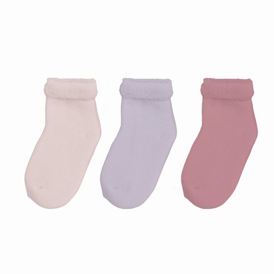 Trois Kilos Sept Lot 3 paires de chaussettes maille bouclette Rose Pale Mauve Framboise 0-6 mois