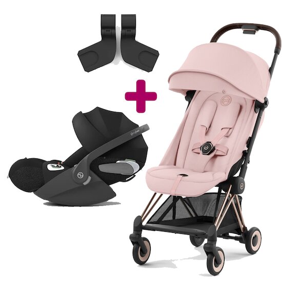 Cybex Pack poussette duo Coya Peach Pink + coque Cloud T sepia Black + adaptateurs coque  