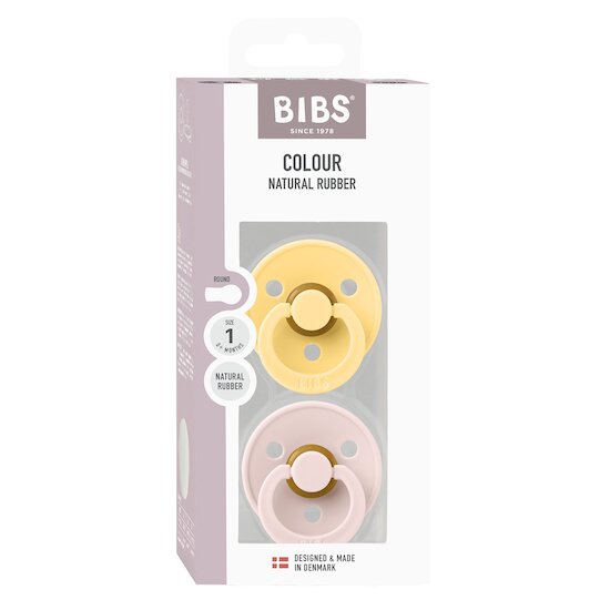BIBS Tétines Studio Colour 2 Pack Caoutchouc naturel Pale Butter/Petal 