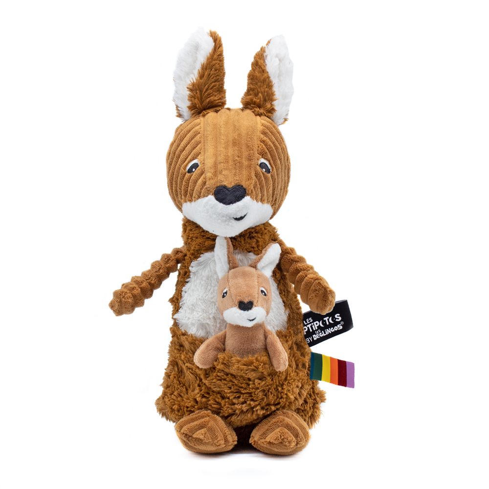 LES DEGLINGOS - Peluche Ptipotos Le Kangourou MARRON Les Déglingos