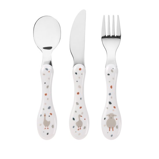 Lässig Set de couverts en inox Tiny Farmer Mouton/Oie Multicolore 