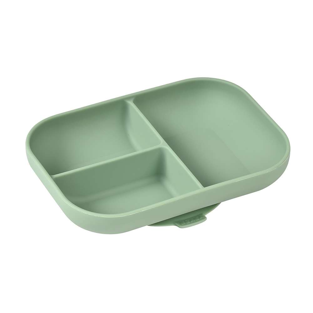 Beaba - Assiette compartimentée silicone VERT Béaba