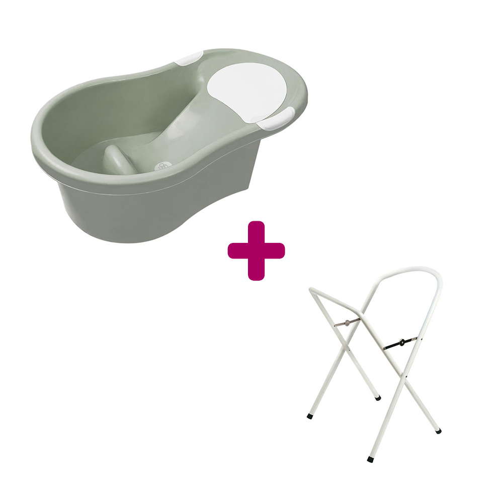 dBb Remond - Pack Baignoire avec transat vert sauge + petit support de baignoire blanc avec tuyau  dBb Remond