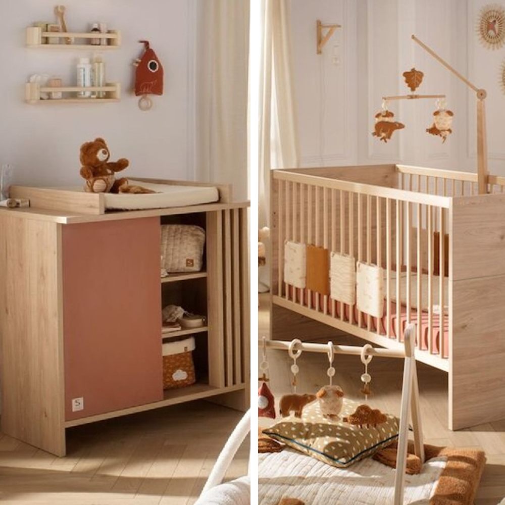 Sauthon - Chambre Duo Tokyo : lit 70x140, commode Terracotta  Sauthon