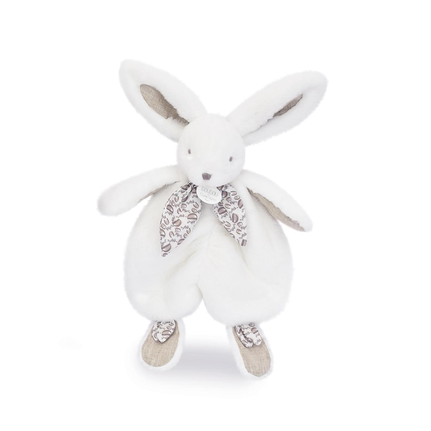 Doudou & Compagnie - Doudou plat lapin BLANC Doudou & Compagnie