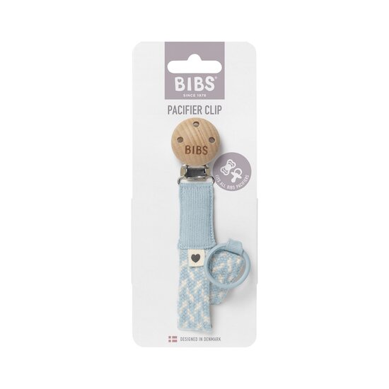 BIBS Attache Tétine Tressée Baby Blue/Ivory 
