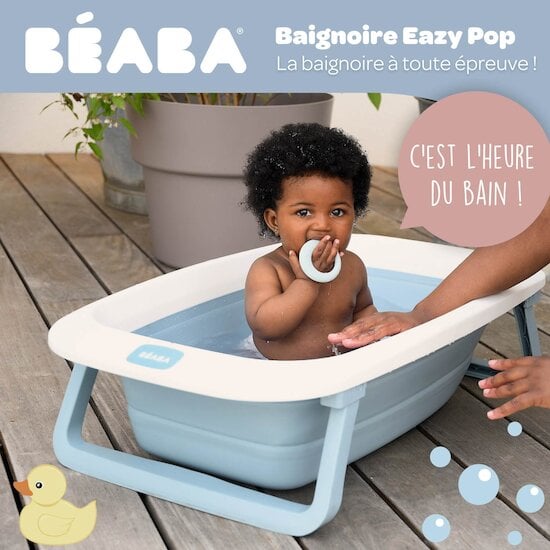 ECD Germany Baignoire pour Bébé avec Pieds Pliables, 33 L, 80x46 cm,  Blanc-Gris, Stable, Antidérapante, Portable, Douche de Voyage, Bassin de  Bain