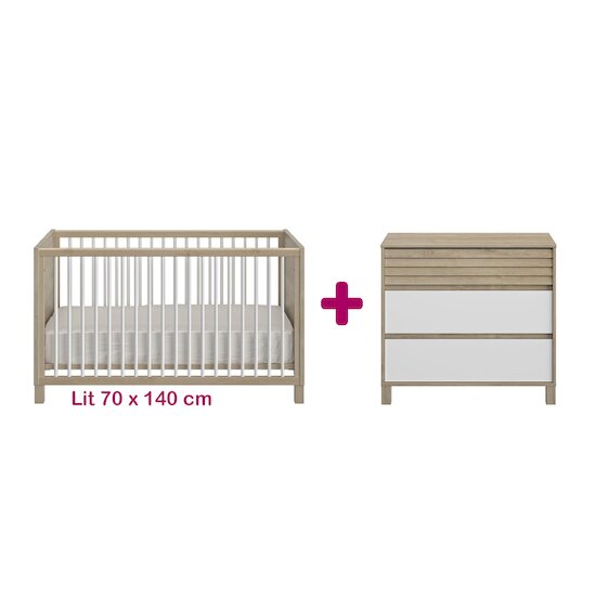 Galipette Chambre bébé duo Achille : lit 70x140, commode   Galipette Chambre bébé duo Achille : lit 70x140, commode
