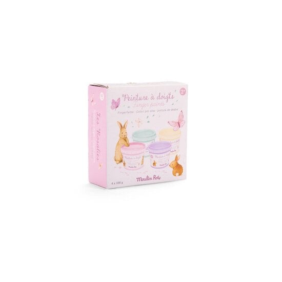 Moulin Roty 4 pots de peinture à doigts Les Rosalies Multicolore 