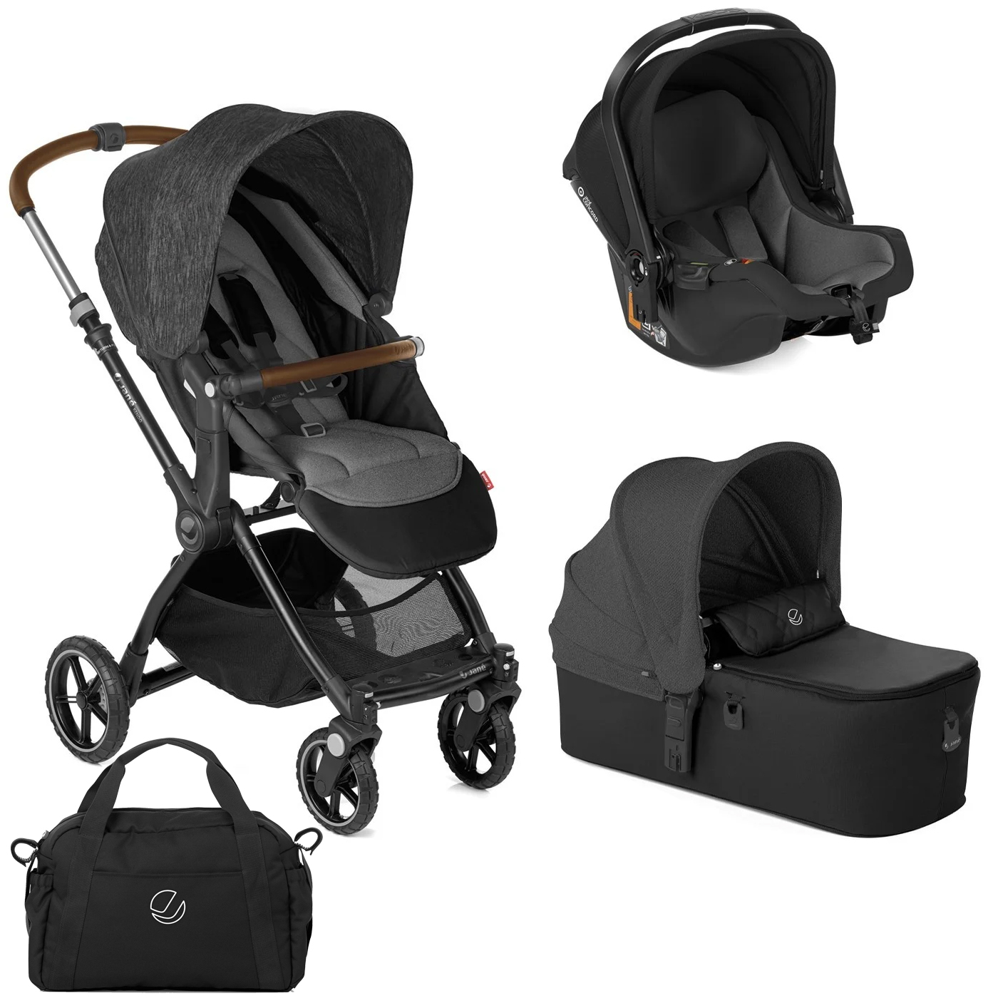 Trio poussette Kendo avec Ikoos et nacelle de promenade Micro BB NOIR Jané