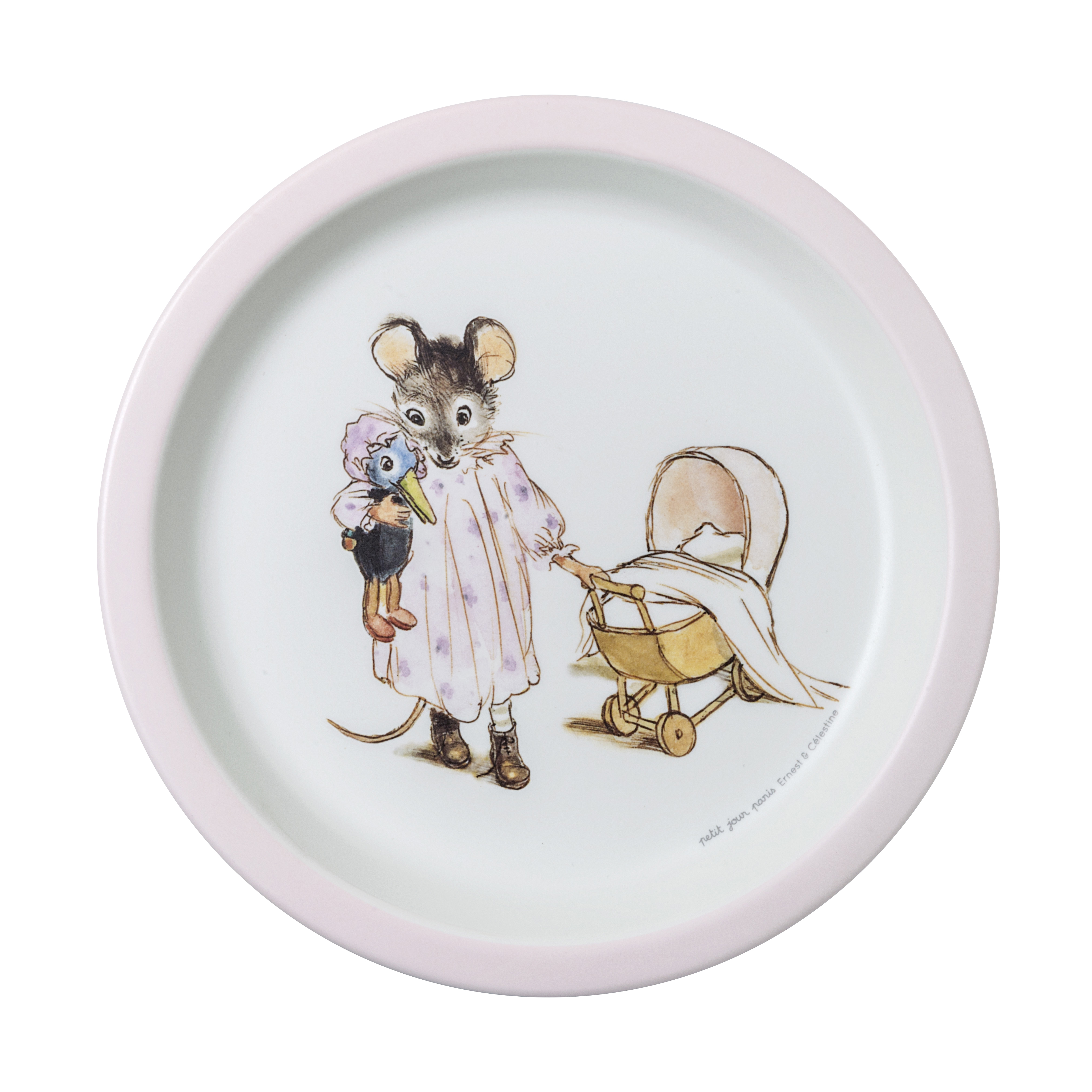 Assiette bébé Ernest et Celestine ROSE petit jour paris