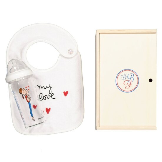 Le biberon Français Coffret biberon + bavoir My Love  Le biberon Français Coffret biberon + bavoir My Love