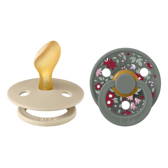 BIBS BIBS x Liberty Tétine Colour 2 Pack Caoutchouc naturel Anatomique Vanilla/Pine 6-18 mois