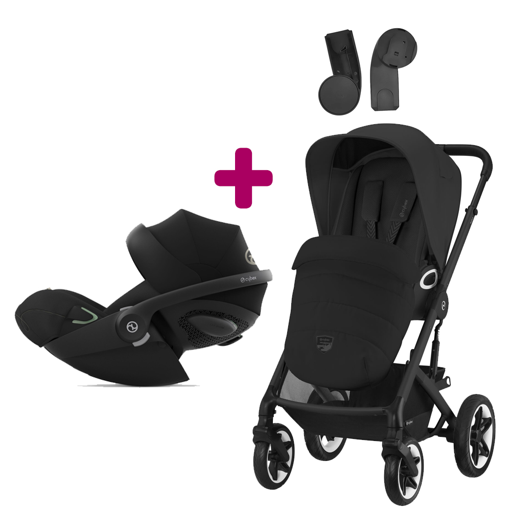 Cybex - Pack Poussette Duo Talos S Lux 2023 Moon Black + adaptateurs + Coque Cloud G i-Size Moon Black  Cybex