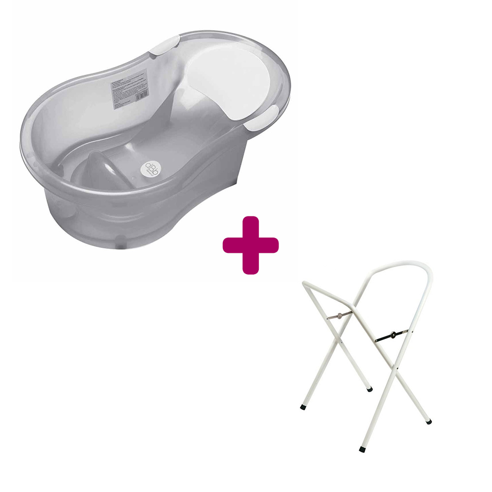 dBb Remond - Pack Baignoire avec transat gris + petit support de baignoire blanc avec tuyau  dBb Remond