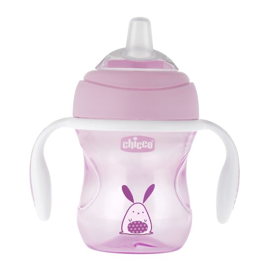 Chicco Tasse Transition bec souple silicone rose 4 mois +