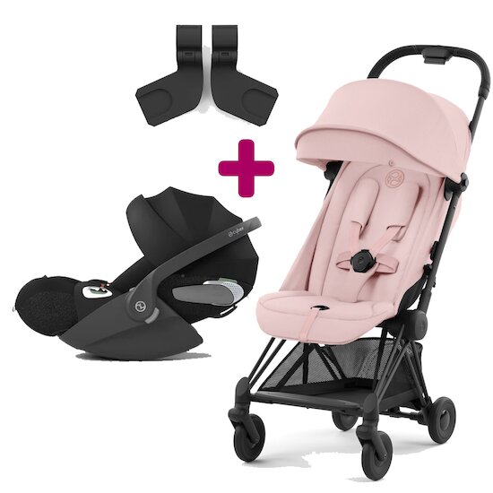 Cybex Pack poussette duo Coya Peach Pink + coque Cloud T sepia Black + adaptateurs coque  