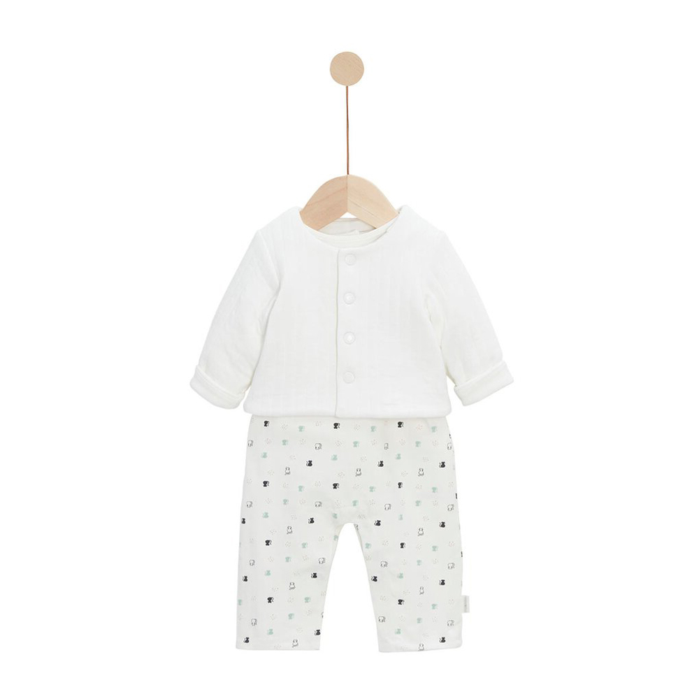 P’tit bisou - Ensemble Salopette + T-shirt + Veste Mon Trousseau Chaton BLANC P’tit bisou